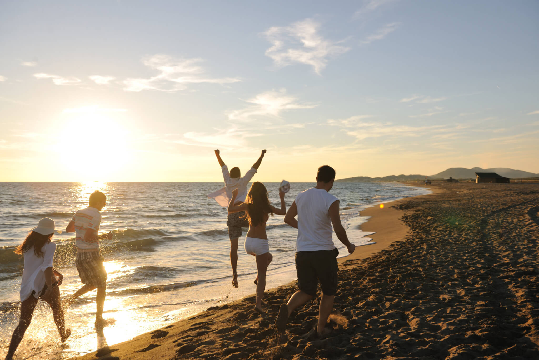 The people Running on the Beach